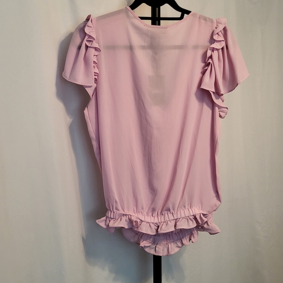 DKNY Women's Pink Ruffle Sleeve Top, Size Small NWT - Picture 5 of 5